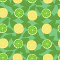 Lemon, lime and mint leaves seamless pattern Royalty Free Stock Photo