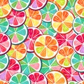 Lemon lime orange and grapefruit slices background.