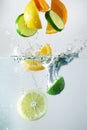 Lemon, lime and orange splash Royalty Free Stock Photo