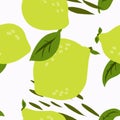 Lemon, lime, stylized fruit pattern. Vector seamless pattern.