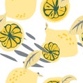 Lemon, lime, stylized fruit pattern. Vector seamless pattern.