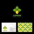 Lemon logo. Fresh market or vegetarian restaurant emblem. Business card.