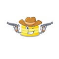 Lemon macaron Cowboy cartoon concept having guns