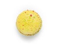 Lemon macaron isolated on a white background. Top view