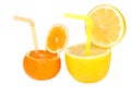 Lemon and mandarin abstract fruit drink. Royalty Free Stock Photo