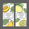 LEMON MANGO Design Sticker Sketch Vector Illustration Set