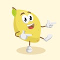 Lemon mascot and background Hi pose Royalty Free Stock Photo