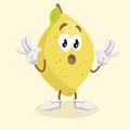 Lemon mascot and background surprise pose Royalty Free Stock Photo