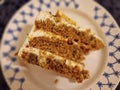lemon meringue cake is layers of soft, moist lemon cake, filled Royalty Free Stock Photo