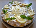 lemon meringue cake is layers of soft, moist lemon cake, Royalty Free Stock Photo