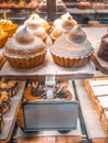 Lemon meringue dessert in shop. Royalty Free Stock Photo