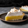 Lemon meringue pie on a dark background, selective focus. Royalty Free Stock Photo