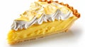 Lemon Meringue Pie Slice on White Background - Tempting Dessert Photography