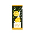 Lemon milk logo original design, label for natural healthy dairy product with fresh fruit vector Illustration