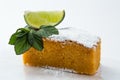 Lemon and mint cake isolated on white background. Royalty Free Stock Photo