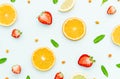 Lemon, mint and strawberry pattern