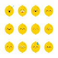 Lemon modern flat emoticon set.