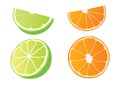 Lemon and Orange Half ball on white background