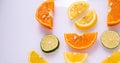 Lemon,orange,lime slices on a white background,isolated,creative layout Royalty Free Stock Photo