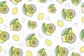 Seamless Pattern with Lemons on a white background. Lemons in Outline style. For your fabric, packaging, paper design.