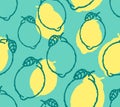 Lemon pattern seamless. lime background. Hand drawing fruit ornament