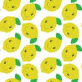 Lemon pattern seamless. Smiling fruit vector. Summer design. Cit