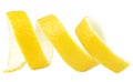 Lemon peel isolated on white background. Citrus twist peel