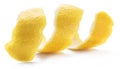 Lemon peel or lemon twist on white background. Close-up Royalty Free Stock Photo