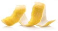 Lemon peel or lemon twist on white background. Close-up Royalty Free Stock Photo
