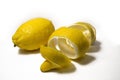 Lemon peel or lemon twist on white background. Close-up. Royalty Free Stock Photo