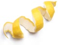 Lemon peel or lemon twist on white background. Close-up Royalty Free Stock Photo