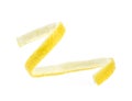 Lemon peel on white background, close-up. Citrus twist peel Royalty Free Stock Photo