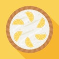 Lemon pie with a lemon piece on whipped cream, yellow background