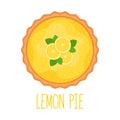 Lemon pie on white background, top view, vector illustration Royalty Free Stock Photo