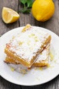 Lemon pie on white plate Royalty Free Stock Photo