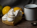 lemon pie on a wooden board Royalty Free Stock Photo