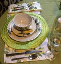 Lemon plate set on green