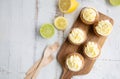 Lemon and poppy seed cupcakes with cheese cream frosting Royalty Free Stock Photo