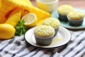 lemon poppy seed muffin on a bright yellow napkin Royalty Free Stock Photo