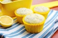 lemon poppy seed muffin on a bright yellow napkin Royalty Free Stock Photo