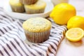 lemon poppy seed muffin on a bright yellow napkin Royalty Free Stock Photo
