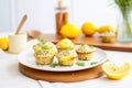 lemon poppy seed muffins with a zest garnish Royalty Free Stock Photo