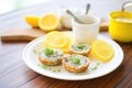 lemon poppy seed muffins with lemon zest topping Royalty Free Stock Photo