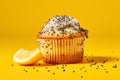 Lemon poppyseed muffin tasty dessert background Royalty Free Stock Photo