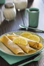 Lemon and Powdered Sugar Dessert Crepes Royalty Free Stock Photo