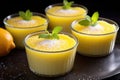 lemon pudding garnished with lemon zest