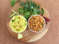 Lemon Rice and Puliyogare Traditional South Indian Breakfast Royalty Free Stock Photo