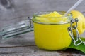 Lemon scrub with sugar, honey and olive oil Royalty Free Stock Photo