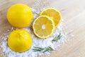 Lemon and sea salt - Beauty treatment with organic cosmetics wit Royalty Free Stock Photo