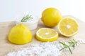 Lemon and sea salt - Beauty treatment with organic cosmetics wit Royalty Free Stock Photo